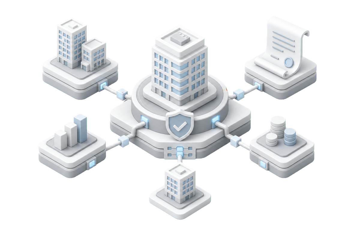 Isometric illustration for Building a commercial real estate data platform people trust