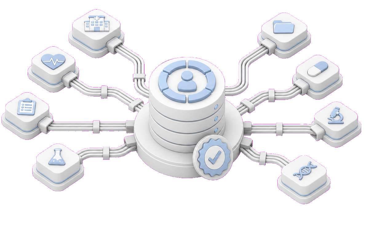 Isometric illustration for A healthcare data platform that survives nine source systems