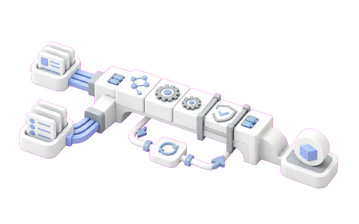 Isometric illustration for Logistics EDI and API integration without a brittle translation maze