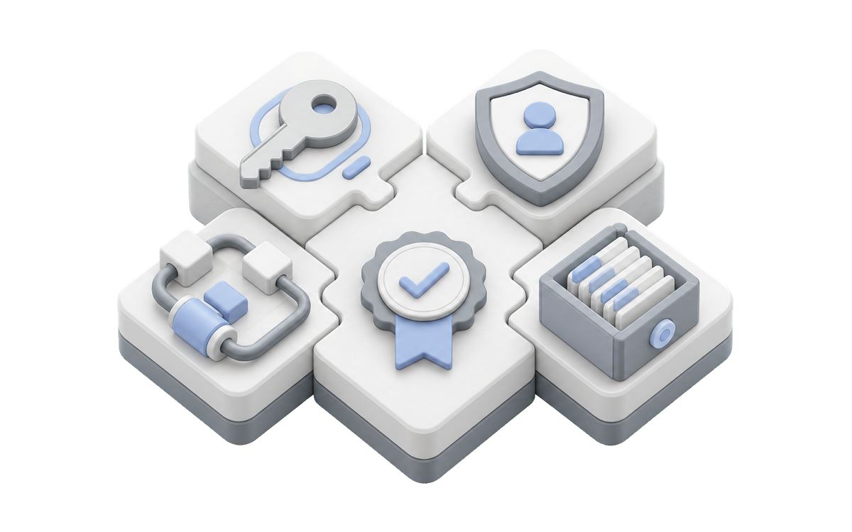 Isometric illustration for SOC 2-ready fintech product development from sprint one