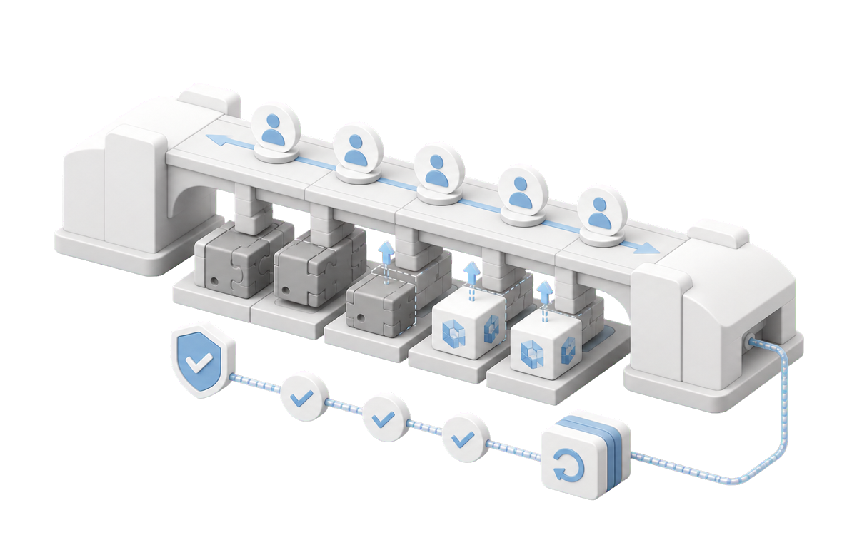 Isometric illustration for Software product modernization: a strategy that protects revenue