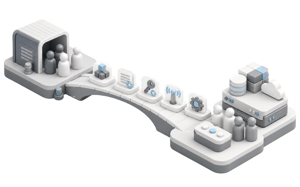 Isometric illustration for Software team knowledge transfer that survives vendor roll-off